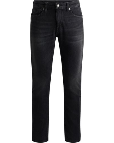 BOSS Schwarze Slim-Fit Jeans aus bequemem Stretch-Denim - Blau