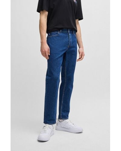 HUGO Tapered-fit Jeans In Blue Stretch Denim