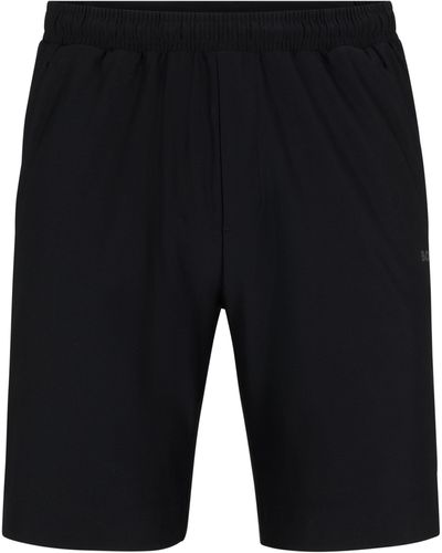 BOSS Quick-dry Shorts With Decorative Reflective Logo - Black