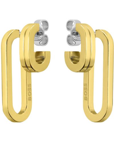 BOSS by HUGO BOSS Polished-link Earrings With Stainless-steel Posts - Metallic