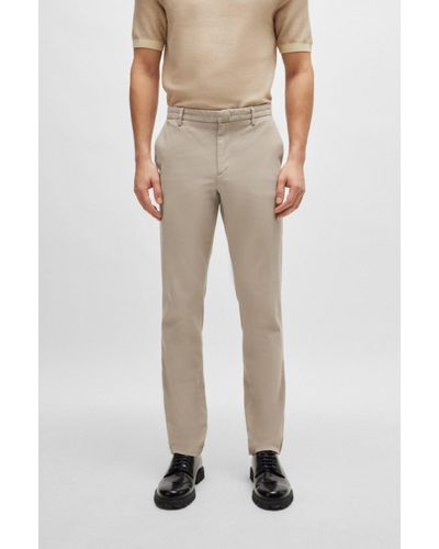 BOSS Slim-fit Chinos In A Stretch-cotton Blend - Natural