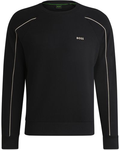 BOSS Stretch-cotton Regular-fit Sweatshirt With Emed Artwork - Black