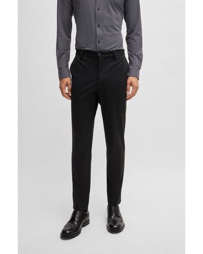 BOSS Slim-fit Trousers In Micro-patterned Performance-stretch Jersey - Black