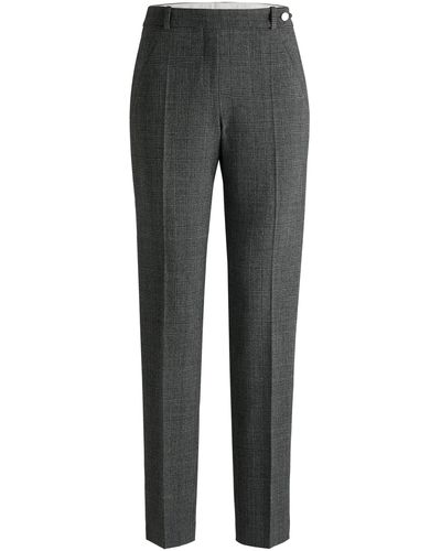 BOSS Slim-leg Pants In Checked Stretch Fabric - Grey