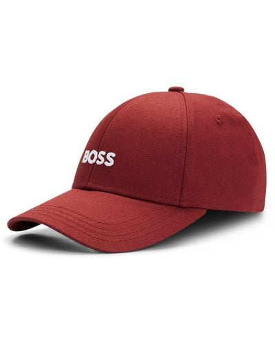BOSS Cotton-twill Six-panel Cap With Embroidered Logo