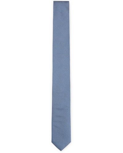 BOSS Micro-patterned Tie In Pure Silk - Blue