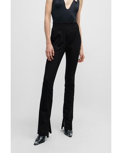 HUGO Slim-fit High-rise Trousers In Stretch Material - Black