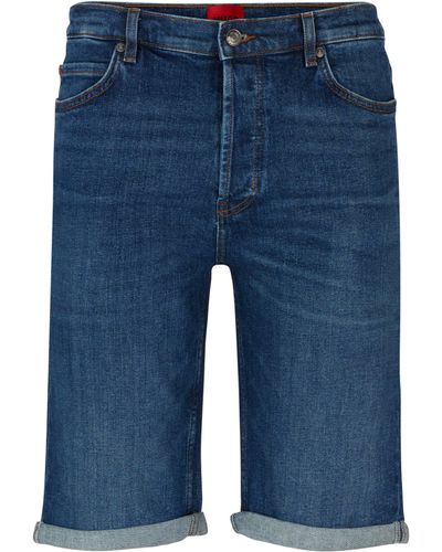 HUGO Tapered-fit Shorts Van Blauw Comfortabel Stretchdenim
