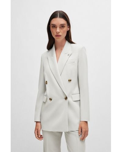 BOSS Regular-fit Jacket In A Heavyweight Wool Blend - White