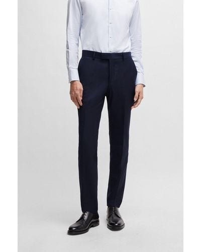 BOSS Slim-fit Trousers In Virgin Wool With Stretch - Blue
