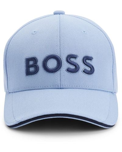 BOSS Sechs-Bahnen-Cap aus Piqué mit Logo-Stickerei - Blau