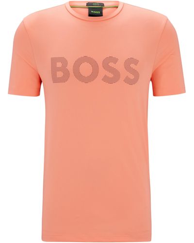 BOSS T-shirt Van Hoogwaardig Stretchmateriaal Met Decoratief Reflecterend Logo - Roze