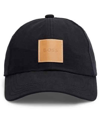 BOSS Cap aus Baumwoll-Canvas mit Logo-Aufnäher - Blau