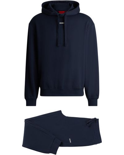 HUGO Trainingspak Van Katoenen Sweatstof Met Contrastlogo's - Blauw