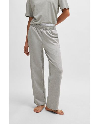 HUGO Open-hem Tracksuit Bottoms With Double Waistband - Gray