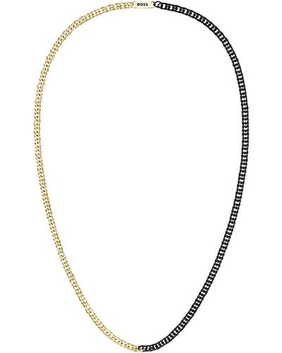 BOSS by HUGO BOSS Chain Necklace In Black And Gold Tones - Blue