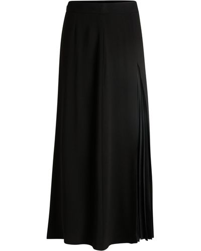 BOSS Maxi Skirt With Pliss Detail - Black