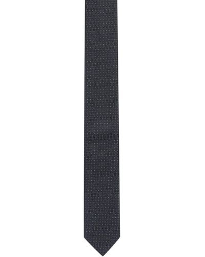 HUGO Silk-jacquard Tie With Micro Pattern - Black