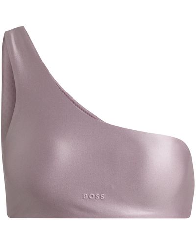 BOSS Brassière de bikini à une bretelle avec logo en relief - Violet