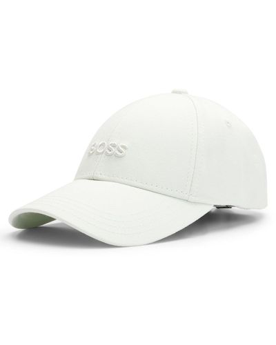 BOSS Cappellino in twill di cotone con logo ricamato - Bianco