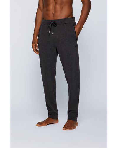 BOSS Pantalon d'intérieur à logo en coton mélangé à du cachemire - Gris