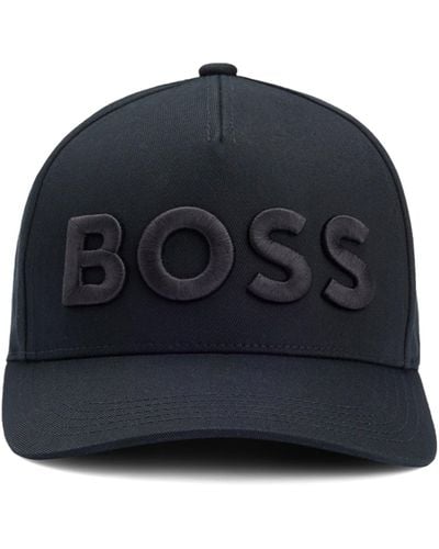 BOSS Cap aus Baumwoll-Twill mit 3D-Logo-Stickerei - Blau