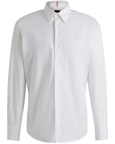 BOSS Regular-fit Shirt In Cotton Poplin With Kent Collar - White