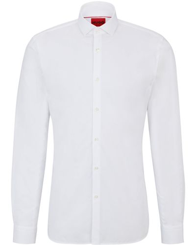 HUGO Extra-slim-fit Hemd aus Baumwoll-Popeline mit Cutaway-Kragen - Schwarz