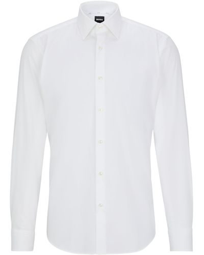 BOSS by HUGO BOSS Regular-fit Overhemd Van Popeline Van Gemakkelijk Te Strijken Katoen - Wit