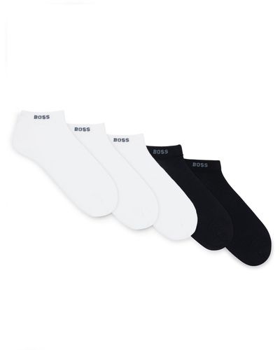 BOSS Paquete de cinco pares de calcetines tobilleros en mezcla de algodón - Negro
