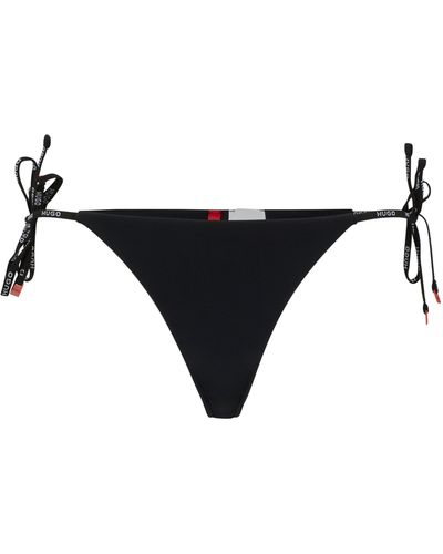 HUGO Bikinihose mit Logo-Print und seitlicher Schnürung - Schwarz