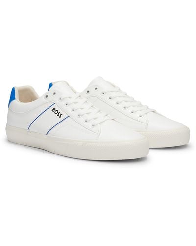 BOSS Cupsole Lace-up Trainers With Contrast Logo - White