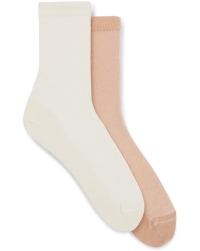 BOSS Two-pack Of Short Socks In Piqu - White