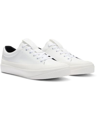HUGO Logo-label Low-top Trainers With Bonded Leather - White