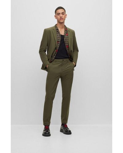 HUGO Packable Extra-slim-fit Suit In Performance-stretch Cloth - Green