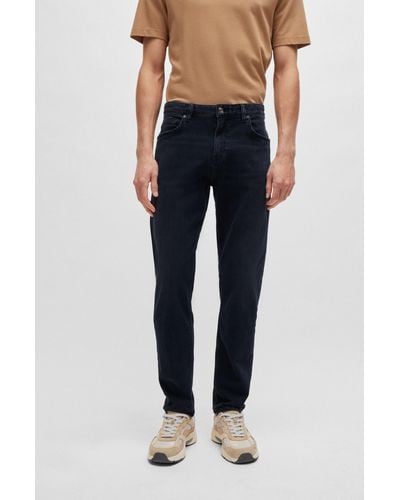 BOSS Maine Regular-fit Jeans In Coal-navy Italian Denim - Blue