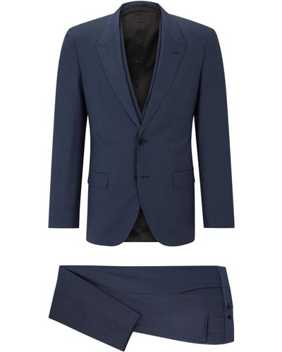 HUGO Slim-Fit Anzug aus strukturiertem Gewebe - Blau