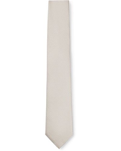 BOSS Silk-blend Tie With All-over Jacquard Pattern - White