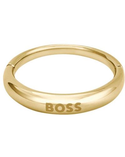 BOSS Gold-tone Ring With Logo Detail - Metallic