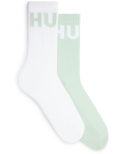 HUGO Two-pack Of Short-length Socks With Logo Details - White