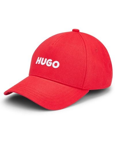HUGO Casquette en twill de coton à logo brodé avec bride d'ajustement - Rouge