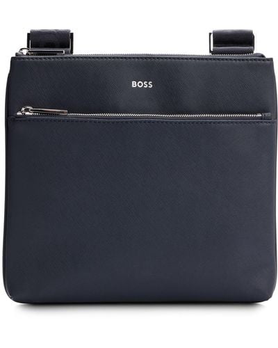 BOSS Envelope Bag With Signature Stripe And Logo Detail - Blue