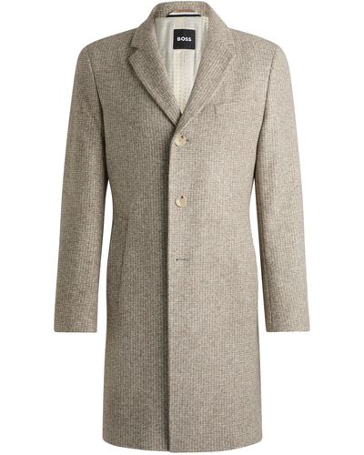 BOSS Slim-Fit Mantel aus gemustertem Jersey - Mehrfarbig