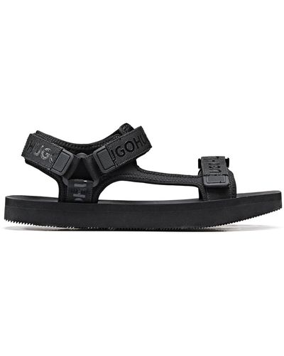 HUGO Logo Sandals With Touch Closures - Black