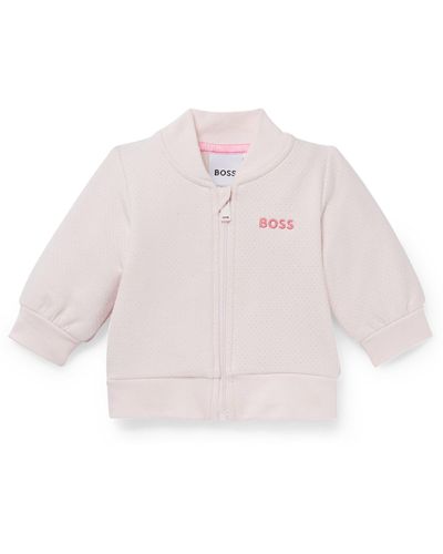 BOSS Baby Cardigan In Cotton-blend Fleece With Embroidered Logo - Pink