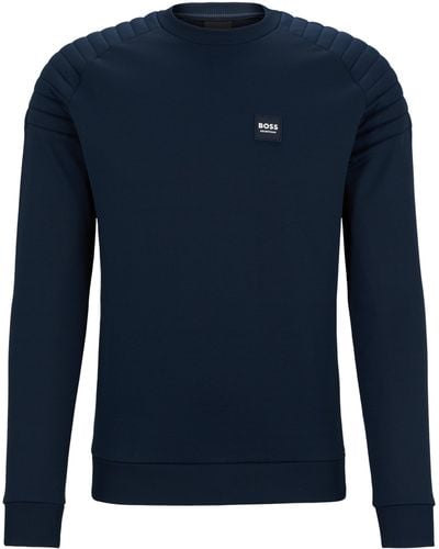 BOSS Marineblauw Sweatshirt Voor Ruiters Met Schoudervullingen