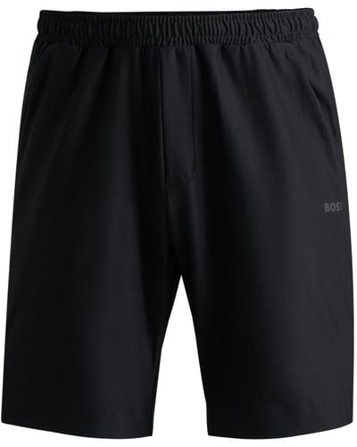 BOSS Quick-dry Shorts With Decorative Reflective Logo - Black