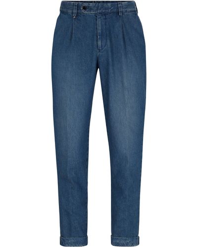 BOSS Slim-Fit Hose aus blauem Baumwoll-Denim