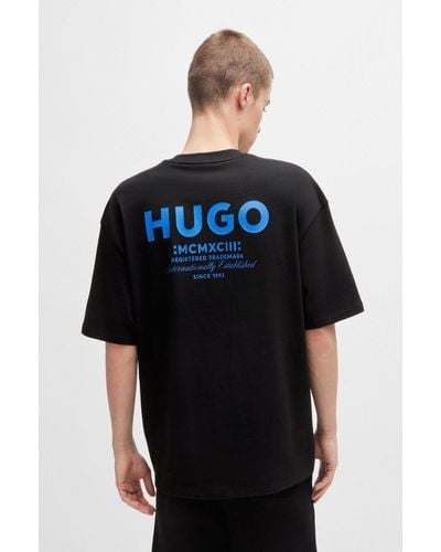 HUGO Cotton-jersey T-shirt With New-season Logo Story - Black
