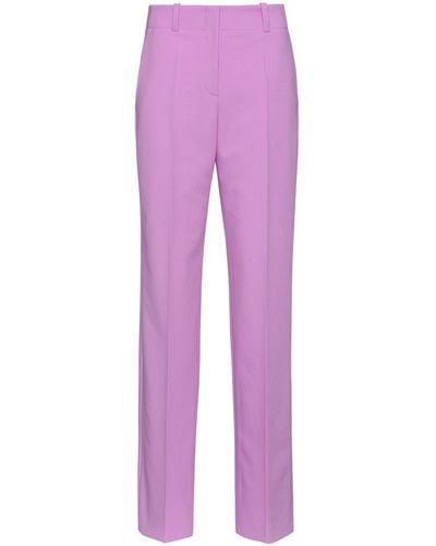 HUGO Regular-fit Wide-leg Trousers In Stretch Fabric - Purple